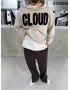 Sütlü Kahve Cloud Baskılı Oversize Sweat