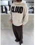 Sütlü Kahve Cloud Baskılı Oversize Sweat
