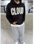 Siyah Cloud Baskılı Oversize Sweat