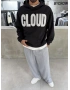 Siyah Cloud Baskılı Oversize Sweat