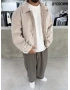 Krem Kadife Oversize Bomber Ceket