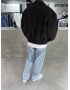 Siyah Kadife Oversize Bomber Ceket