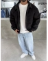 Siyah Kadife Oversize Bomber Ceket