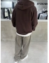 Kahve Yarım Fermuar Oversize Sweat
