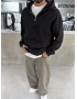 Siyah Yarım Fermuar Oversize Sweat