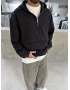 Siyah Yarım Fermuar Oversize Sweat