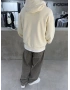 Krem Yarım Fermuar Oversize Sweat
