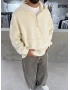 Krem Yarım Fermuar Oversize Sweat