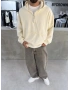 Krem Yarım Fermuar Oversize Sweat