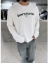 Beyaz Barstorm Kesik Yaka Oversize Sweat