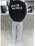 Siyah Yıkamalı Baskılı Oversize Sweat