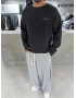 Siyah Yıkamalı Baskılı Oversize Sweat