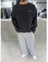 Siyah Yıkamalı Baskılı Oversize Sweat