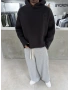 Siyah 6 Baskı Scuba Kumaş Oversize Sweat