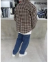 Kahve Exclusıve Ekose Oversize Gömlek