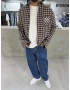Kahve Exclusıve Ekose Oversize Gömlek