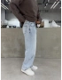 Buz Mavi Denim Parçalı Baggy Jean