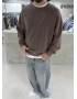 Kahve Yıkamalı Bisiklet Yaka Oversize Sweatshirt