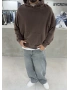 Kahve Yıkamalı Oversize Kapüşonlu Sweatshirt