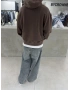 Kahve Yıkamalı Oversize Kapüşonlu Sweatshirt