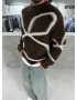 Kahve Premium Desenli Oversize Kazak