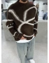 Kahve Premium Desenli Oversize Kazak