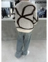 Krem Premium Desenli Oversize Kazak