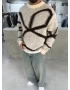 Krem Premium Desenli Oversize Kazak