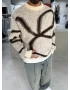 Krem Premium Desenli Oversize Kazak