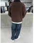 Kahve Golf Oversize Yarım fermuar Sweat
