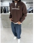 Kahve Golf Oversize Yarım fermuar Sweat