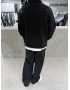 Siyah Golf Oversize Yarım Fermuar Sweat