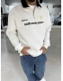 Beyaz Golf Oversize Yarım Fermuar Sweat