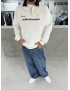 Beyaz Golf Oversize Yarım Fermuar Sweat
