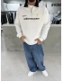 Beyaz Golf Oversize Yarım Fermuar Sweat