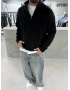 Siyah Premium Yarım Fermuar Oversize Kazak