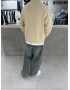 Krem Premium Yarım Fermuar Oversize Kazak