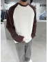 Kahve Gofre Kumaş Oversize Sweat