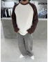 Kahve Gofre Kumaş Oversize Sweat