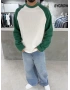 Yeşil Gofre Kumaş Oversize Sweat