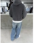 Antrasit Yıkamalı Metal Tokalı Sweatshirt