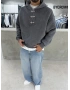 Antrasit Yıkamalı Metal Tokalı Sweatshirt