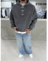 Antrasit Yıkamalı Metal Tokalı Sweatshirt