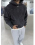321 Siyah Yıkamalı Oversize Sweatshirt