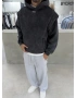 321 Siyah Yıkamalı Oversize Sweatshirt
