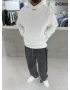 321 Beyaz Yıkamalı Oversize Sweat