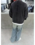 Siyah Yıkamalı Sırt Detay Oversize Sweat