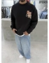 Siyah Oriental Bisiklet Yaka Sweat