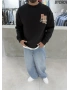Siyah Oriental Bisiklet Yaka Sweat