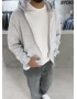 Gri Melange Basic Kapüşonlu Hırka